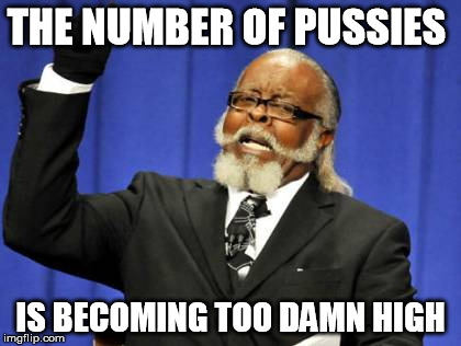 Too Damn High Meme | THE NUMBER OF PUSSIES; IS BECOMING TOO DAMN HIGH | image tagged in memes,too damn high | made w/ Imgflip meme maker