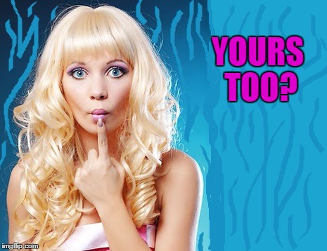 ditzy blonde | YOURS TOO? | image tagged in ditzy blonde | made w/ Imgflip meme maker