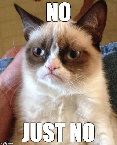 Grumpy Cat Meme | NO; JUST NO | image tagged in memes,grumpy cat | made w/ Imgflip meme maker