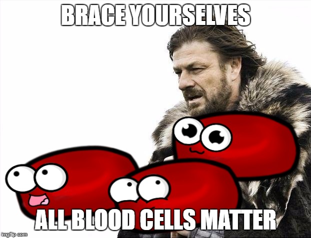 BRACE YOURSELVES ALL BLOOD CELLS MATTER | made w/ Imgflip meme maker