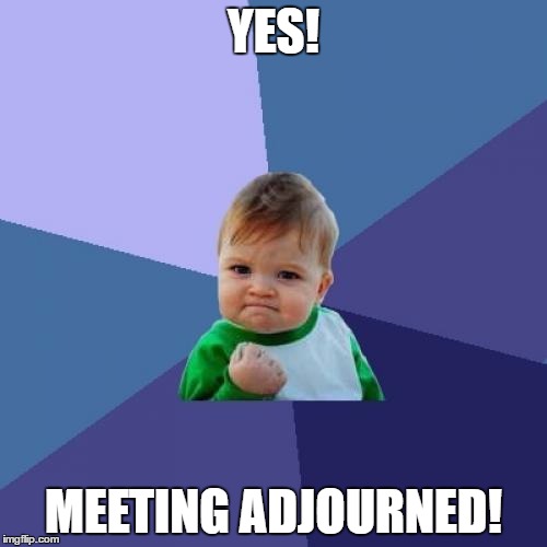 Success Kid | YES! MEETING ADJOURNED! | image tagged in memes,success kid | made w/ Imgflip meme maker