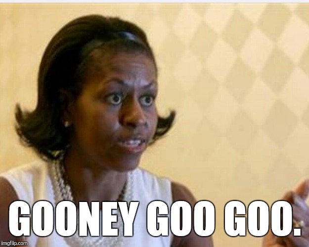 Your wife's bigfoot Barry. | GOONEY GOO GOO. | image tagged in michelle obama,micheal johnson,tranny,meme,funny | made w/ Imgflip meme maker