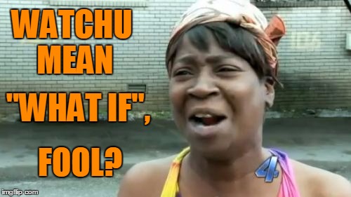 Ain't Nobody Got Time For That Meme | WATCHU MEAN "WHAT IF", FOOL? | image tagged in memes,aint nobody got time for that | made w/ Imgflip meme maker