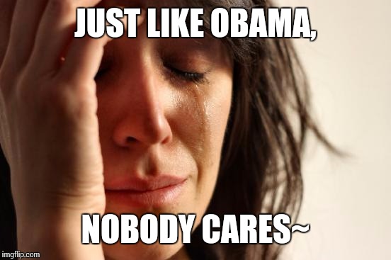 First World Problems | JUST LIKE OBAMA, NOBODY CARES~ | image tagged in memes,first world problems | made w/ Imgflip meme maker