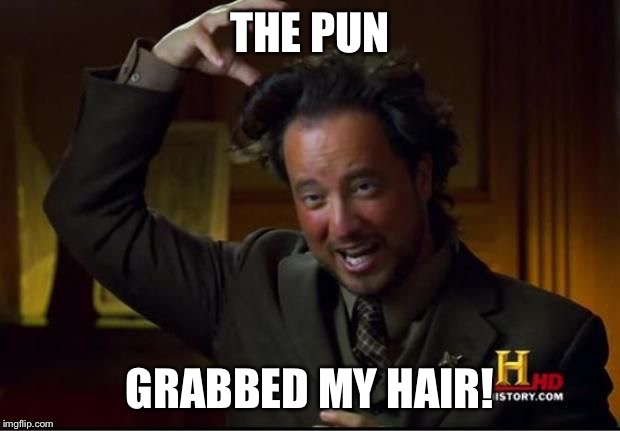 aliens3 | THE PUN GRABBED MY HAIR! | image tagged in aliens3 | made w/ Imgflip meme maker