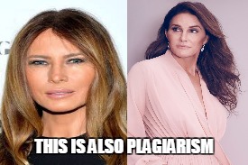 THIS IS ALSO PLAGIARISM | image tagged in trump,melania trump | made w/ Imgflip meme maker