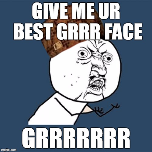 Y U No | GIVE ME UR BEST GRRR FACE; GRRRRRRR | image tagged in memes,scumbag,grrrrrrr face | made w/ Imgflip meme maker