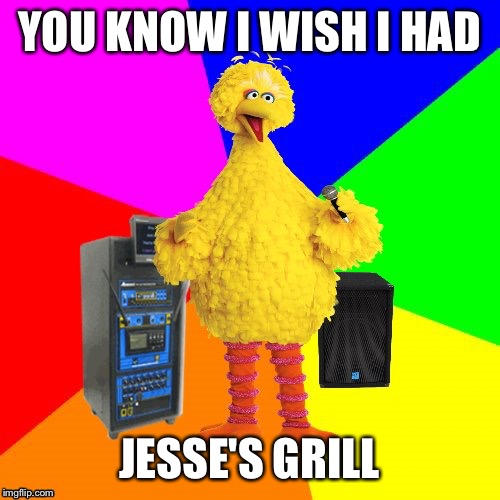 Wrong lyrics karaoke big bird | YOU KNOW I WISH I HAD; JESSE'S GRILL | image tagged in wrong lyrics karaoke big bird | made w/ Imgflip meme maker