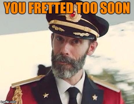 Captain Obvious | YOU FRETTED TOO SOON | image tagged in captain obvious | made w/ Imgflip meme maker