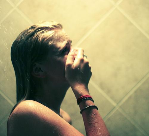 Girl crying shower Blank Meme Template