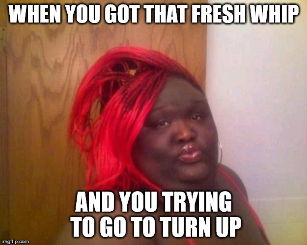 WHEN YOU GOT THAT FRESH WHIP; AND YOU TRYING TO GO TO TURN UP | image tagged in fun,hair,comedy | made w/ Imgflip meme maker