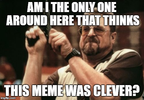 Am I The Only One Around Here Meme | AM I THE ONLY ONE AROUND HERE THAT THINKS THIS MEME WAS CLEVER? | image tagged in memes,am i the only one around here | made w/ Imgflip meme maker
