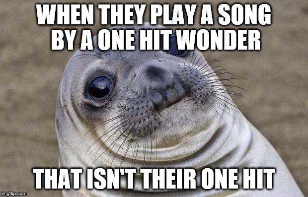 There's a reason why they're a one hit wonder... | WHEN THEY PLAY A SONG BY A ONE HIT WONDER; THAT ISN'T THEIR ONE HIT | image tagged in memes,awkward moment sealion,music,one hit wonder | made w/ Imgflip meme maker