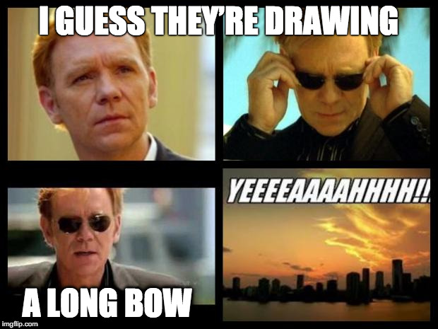 CSI | I GUESS THEY’RE DRAWING; A LONG BOW | image tagged in csi | made w/ Imgflip meme maker