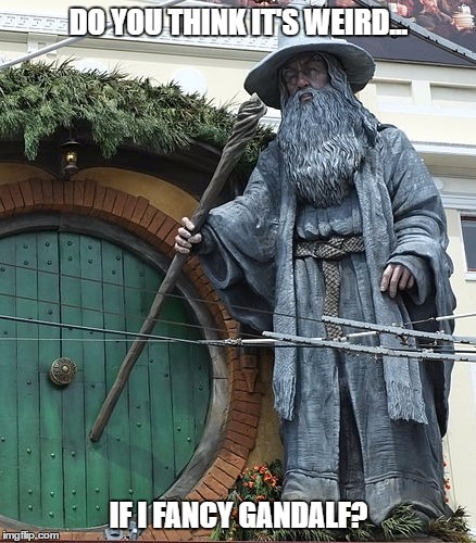 I Love Gandalf | DO YOU THINK IT'S WEIRD... IF I FANCY GANDALF? | image tagged in gandalf,crush | made w/ Imgflip meme maker