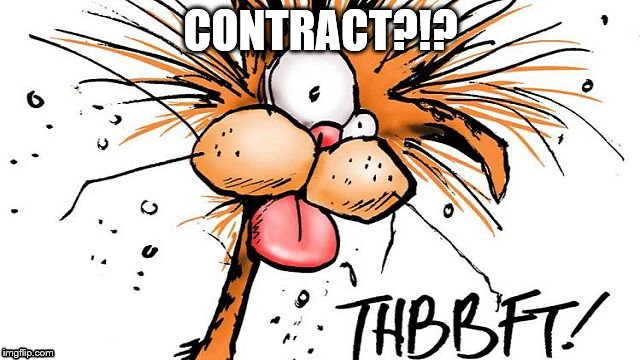 Bill the Cat THBBFT | CONTRACT?!? | image tagged in bill the cat thbbft | made w/ Imgflip meme maker