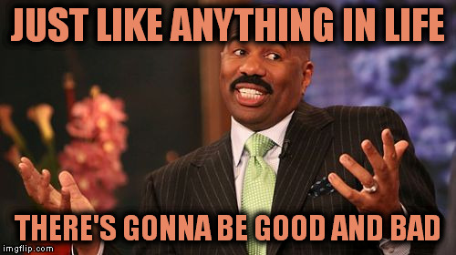 Steve Harvey Meme | JUST LIKE ANYTHING IN LIFE THERE'S GONNA BE GOOD AND BAD | image tagged in memes,steve harvey | made w/ Imgflip meme maker