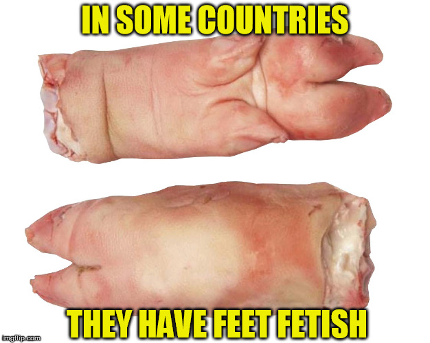 IN SOME COUNTRIES; THEY HAVE FEET FETISH | image tagged in pig,feet,fetish | made w/ Imgflip meme maker