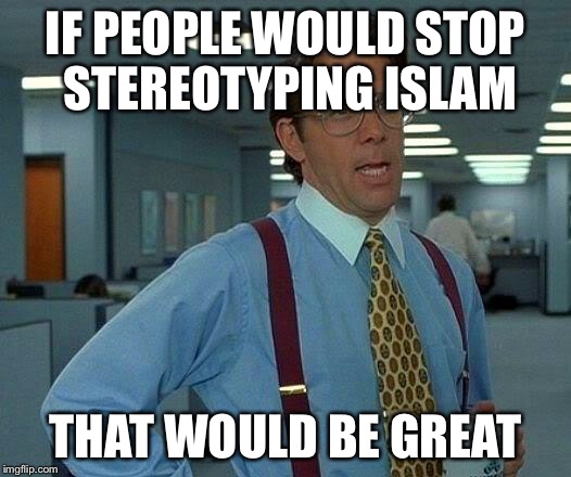 That Would Be Great Meme | IF PEOPLE WOULD STOP STEREOTYPING ISLAM THAT WOULD BE GREAT | image tagged in memes,that would be great | made w/ Imgflip meme maker