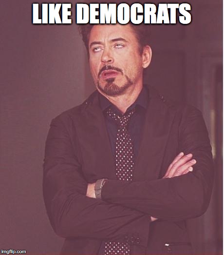 Face You Make Robert Downey Jr Meme | LIKE DEMOCRATS | image tagged in memes,face you make robert downey jr | made w/ Imgflip meme maker