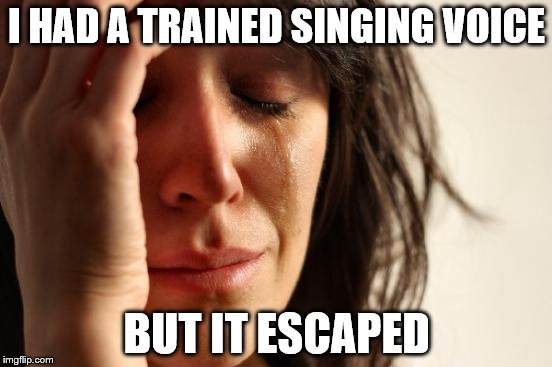 It was probably for the best | I HAD A TRAINED SINGING VOICE; BUT IT ESCAPED | image tagged in memes,first world problems,singing,music | made w/ Imgflip meme maker