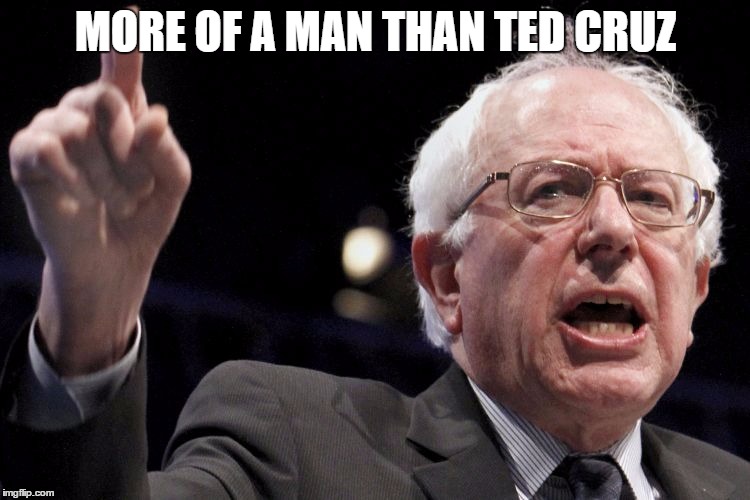 Bernie Sanders | MORE OF A MAN THAN TED CRUZ | image tagged in bernie sanders | made w/ Imgflip meme maker