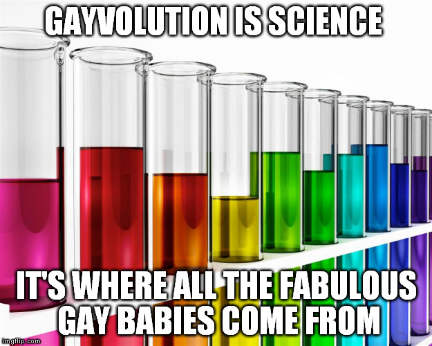 GAYVOLUTION IS SCIENCE IT'S WHERE ALL THE FABULOUS GAY BABIES COME FROM | made w/ Imgflip meme maker