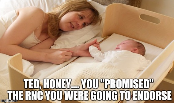 STAND BY YOUR MAN!! | TED, HONEY.... YOU "PROMISED" THE RNC YOU WERE GOING TO ENDORSE | image tagged in funny,gifs,memes,ted cruz,political meme,hillary clinton | made w/ Imgflip meme maker