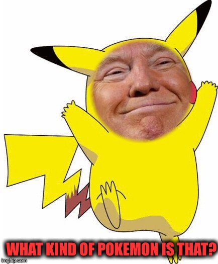 Are we getting starter Pokemon? | WHAT KIND OF POKEMON IS THAT? | image tagged in funny pokemon,donaldtrump,trump for president,pikachu,pokemon go,president 2016 | made w/ Imgflip meme maker