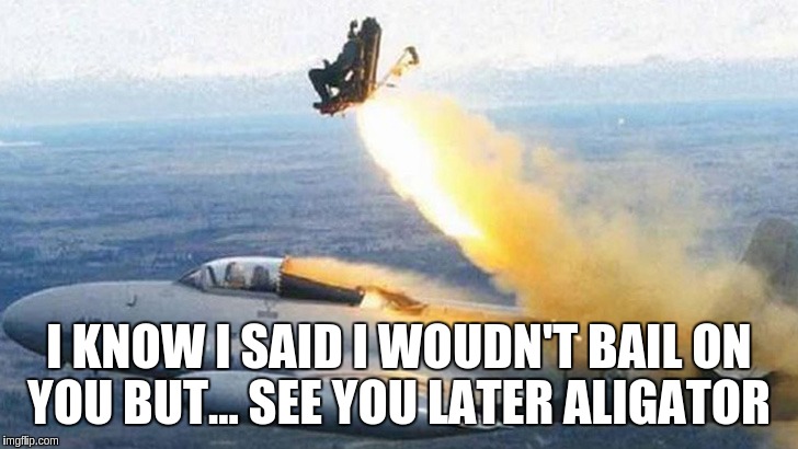 its a nice ride when you can get it lol | I KNOW I SAID I WOUDN'T BAIL ON YOU BUT... SEE YOU LATER ALIGATOR | image tagged in plane | made w/ Imgflip meme maker