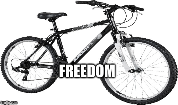 FREEDOM | image tagged in bicycle,freedom,cycling,wasnt born to follow,diamondback | made w/ Imgflip meme maker