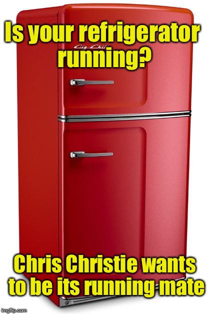 The Refrigitarian Party | Is your refrigerator running? Chris Christie wants to be its running mate | image tagged in refrigerator,prank,election 2016 | made w/ Imgflip meme maker
