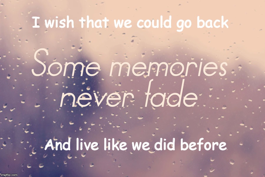 Memories | I wish that we could go back; And live like we did before | image tagged in memories,living,love,fading | made w/ Imgflip meme maker