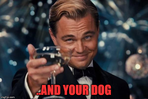 Leonardo Dicaprio Cheers Meme | ..AND YOUR DOG | image tagged in memes,leonardo dicaprio cheers | made w/ Imgflip meme maker