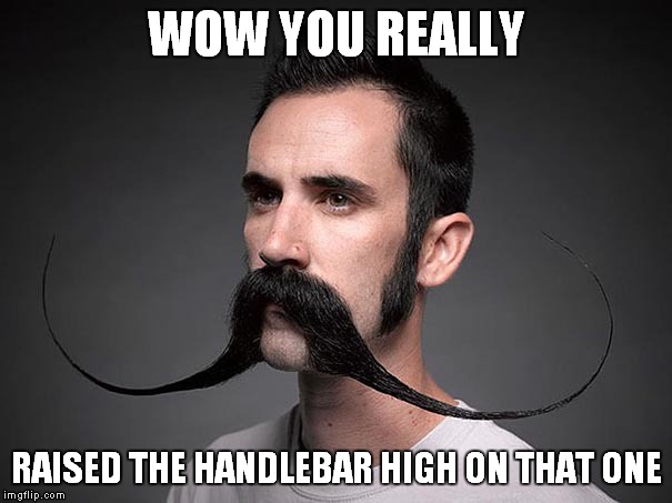 WOW YOU REALLY RAISED THE HANDLEBAR HIGH ON THAT ONE | made w/ Imgflip meme maker