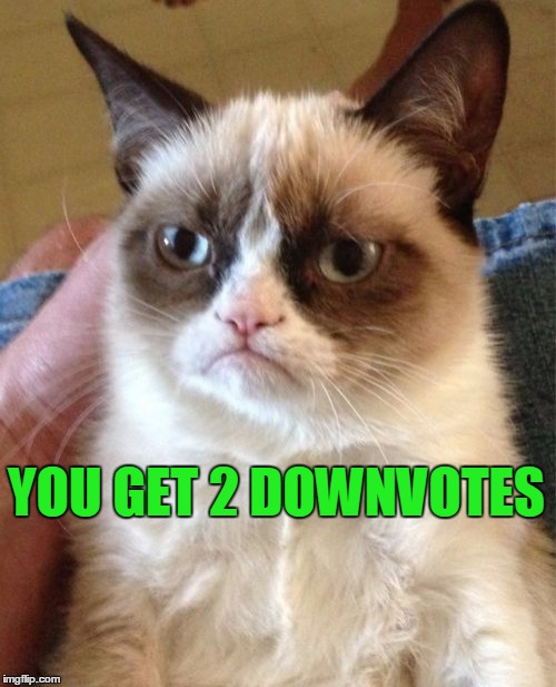 Grumpy Cat Meme | YOU GET 2 DOWNVOTES | image tagged in memes,grumpy cat | made w/ Imgflip meme maker