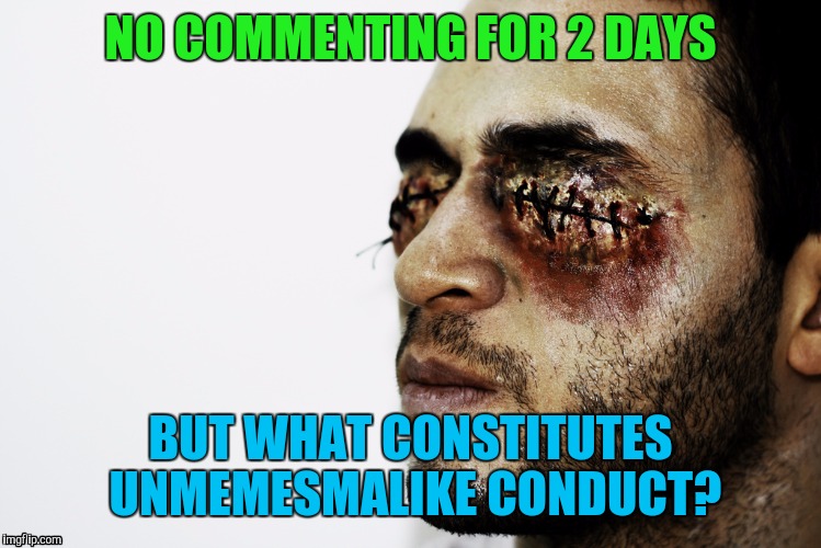NO COMMENTING FOR 2 DAYS BUT WHAT CONSTITUTES UNMEMESMALIKE CONDUCT? | made w/ Imgflip meme maker