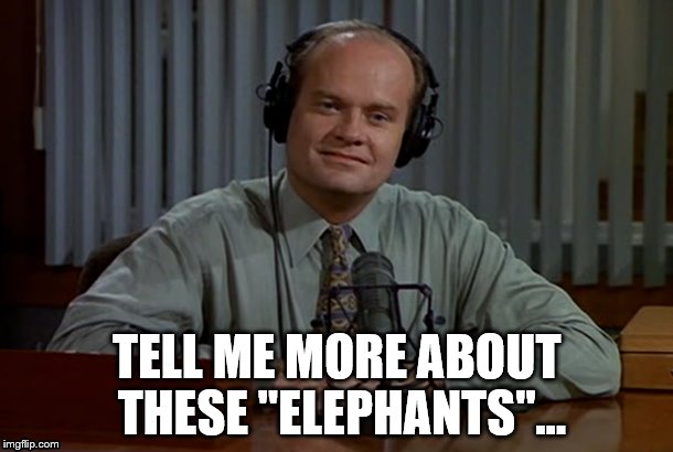 TELL ME MORE ABOUT THESE "ELEPHANTS"... | made w/ Imgflip meme maker