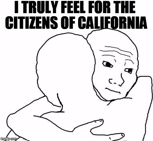 awww hug | I TRULY FEEL FOR THE CITIZENS OF CALIFORNIA | image tagged in awww hug | made w/ Imgflip meme maker