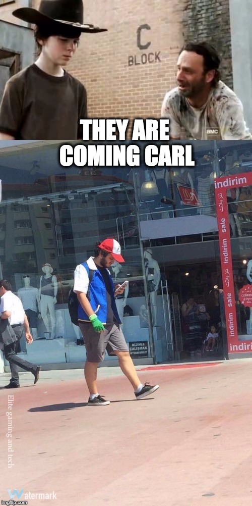 the new zombies  | THEY ARE COMING CARL | image tagged in the walking dead | made w/ Imgflip meme maker