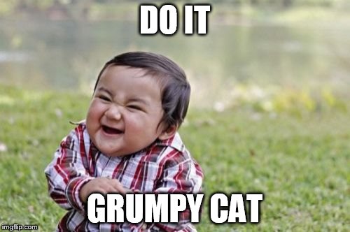 Evil Toddler Meme | DO IT GRUMPY CAT | image tagged in memes,evil toddler | made w/ Imgflip meme maker