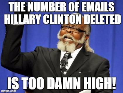 Too Damn High Meme | THE NUMBER OF EMAILS HILLARY CLINTON DELETED; IS TOO DAMN HIGH! | image tagged in memes,too damn high | made w/ Imgflip meme maker