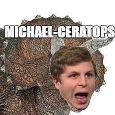 Michael Cera's ancestor | MICHAEL-CERATOPS | image tagged in celebrity,dinosaur | made w/ Imgflip meme maker