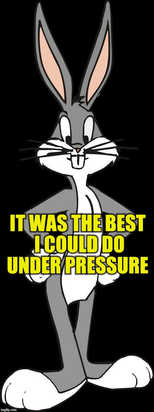 Bugs Bunny | IT WAS THE BEST I COULD DO UNDER PRESSURE | image tagged in bugs bunny | made w/ Imgflip meme maker