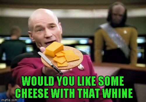 Picard Wtf Meme | WOULD YOU LIKE SOME CHEESE WITH THAT WHINE | image tagged in memes,picard wtf | made w/ Imgflip meme maker