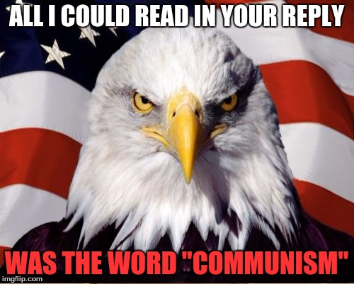 ALL I COULD READ IN YOUR REPLY WAS THE WORD "COMMUNISM" | made w/ Imgflip meme maker