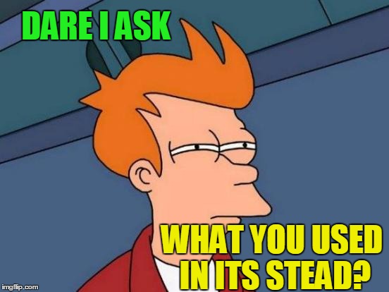 Futurama Fry Meme | DARE I ASK WHAT YOU USED IN ITS STEAD? | image tagged in memes,futurama fry | made w/ Imgflip meme maker
