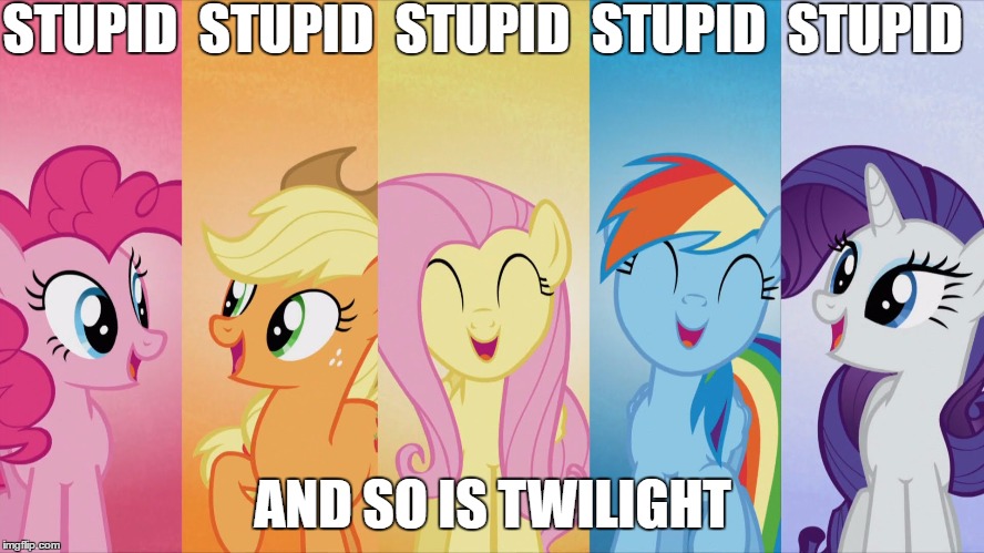 STUPID  STUPID  STUPID  STUPID  STUPID; AND SO IS TWILIGHT | image tagged in my little pony | made w/ Imgflip meme maker