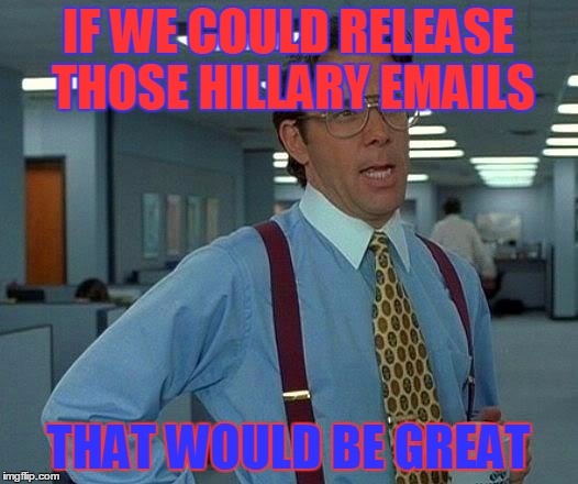 Anonymous Said They Could Do It But It Was Probably Some Wannabe Hackers | IF WE COULD RELEASE THOSE HILLARY EMAILS; THAT WOULD BE GREAT | image tagged in memes,that would be great | made w/ Imgflip meme maker