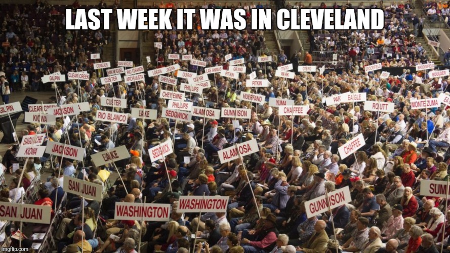 LAST WEEK IT WAS IN CLEVELAND | image tagged in gop crowd | made w/ Imgflip meme maker